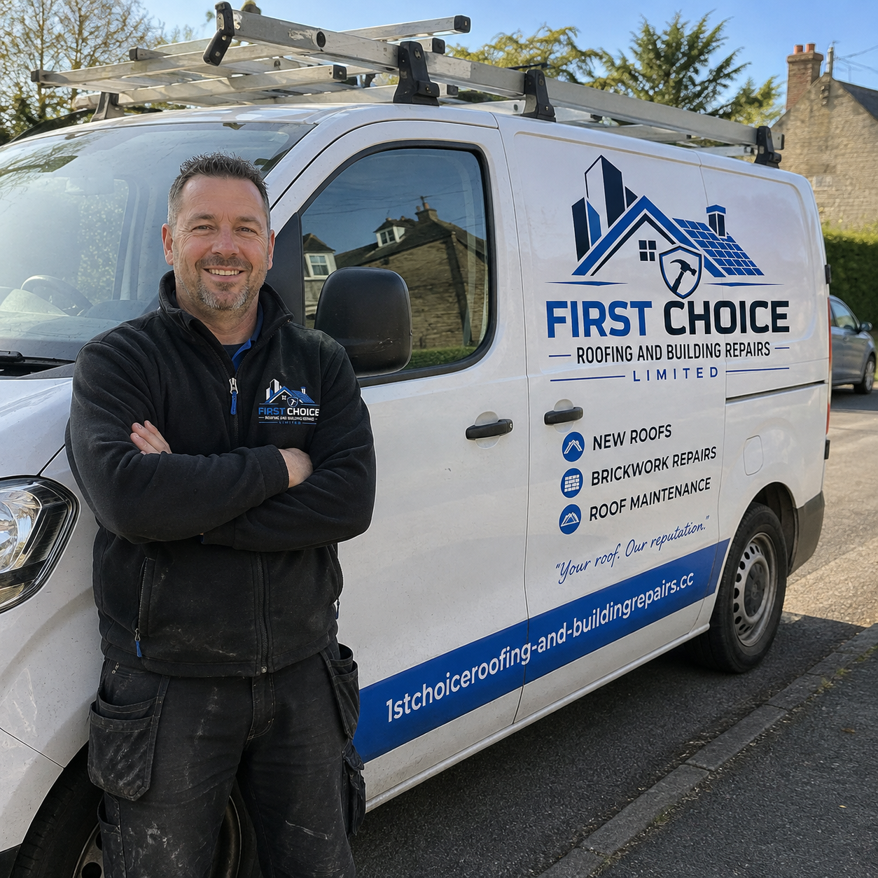 Richard, owner of the business, next to the company van